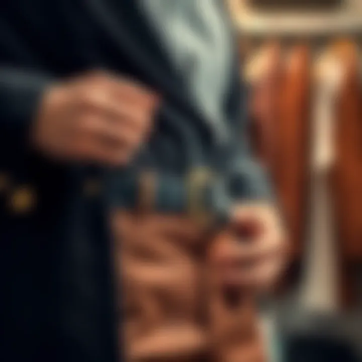 Person selecting a belt that suits their outfit