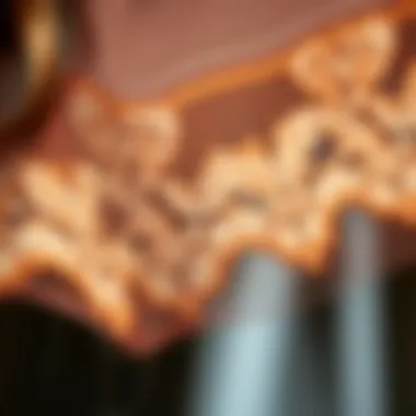 Close-up on lace material used in brown highlight lace front wig