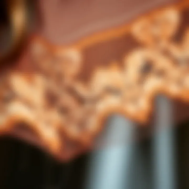 Close-up on lace material used in brown highlight lace front wig