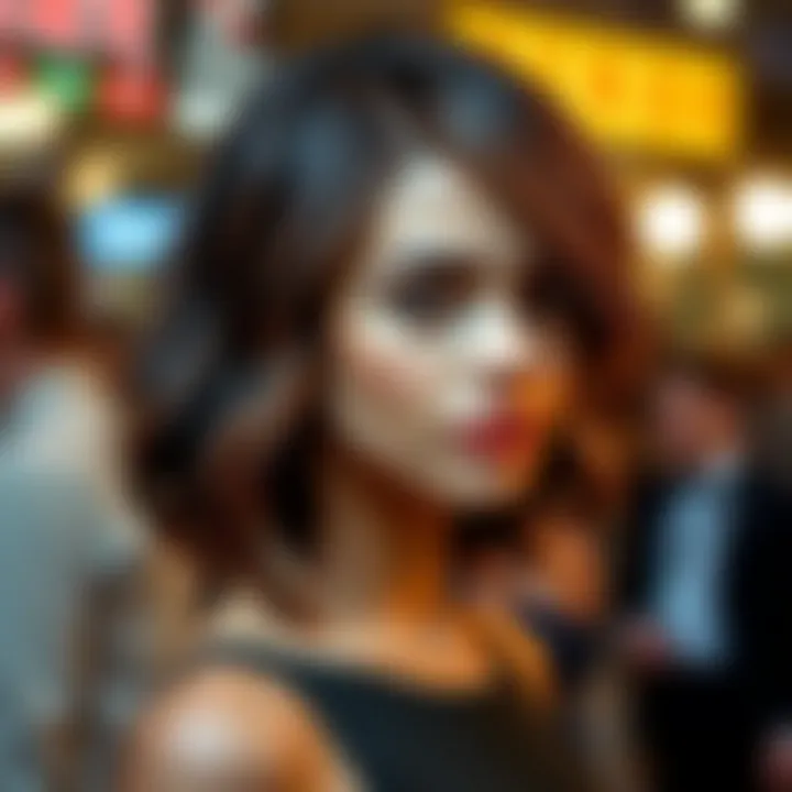 Stylish brown highlight lace front wig styled for a modern look