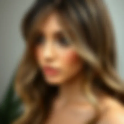 Textural Elegance of Brown Highlight Lace Front Wig Detailed view of brown highlight lace front wig showing texture