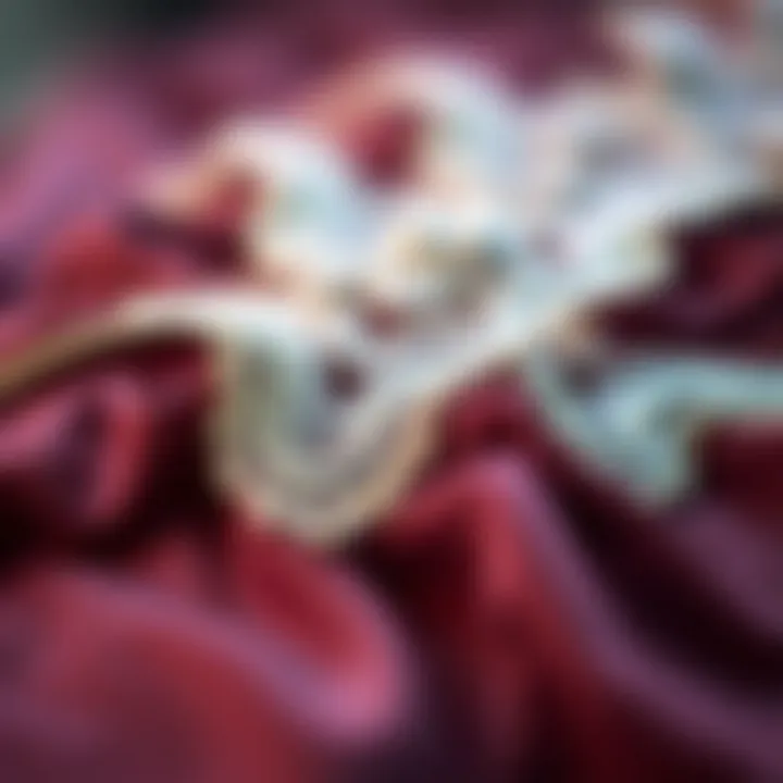 Close-up of luxurious materials used in garter belts and stockings