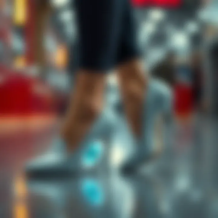 Illustration showing proper application of heel cushions in footwear.