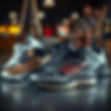 Different styles of motion control walking shoes arranged aesthetically