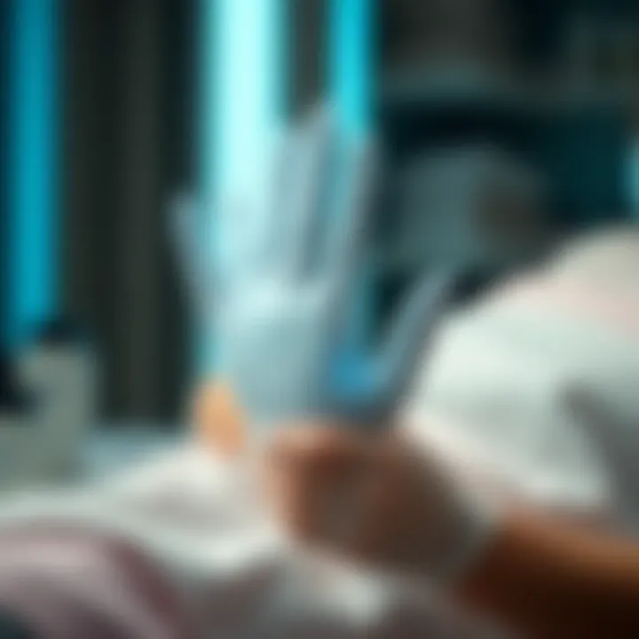 UV gel gloves in use during a nail care session