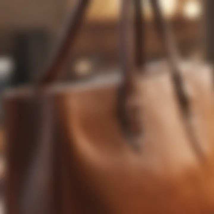 Close-up of sustainable materials used in vegan leather totes