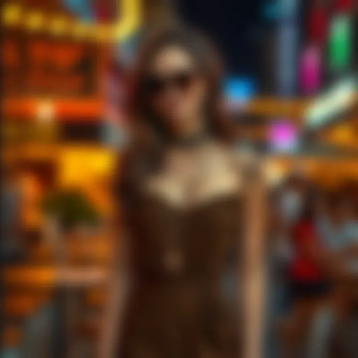 Night Out Styling with Accessories Stylish brown spaghetti strap dress styled with accessories for a night out.