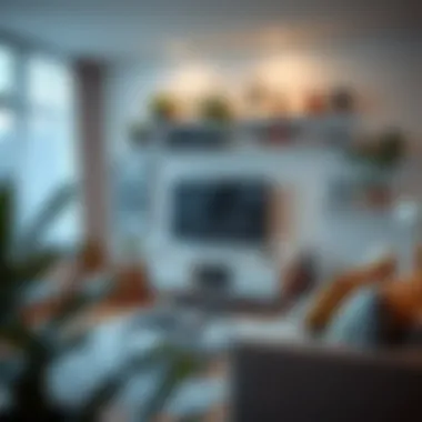 Organized electronics with a white cable management box in a living room