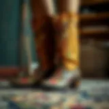 Intricate embroidery detailing on a pair of western boots showcasing traditional patterns.