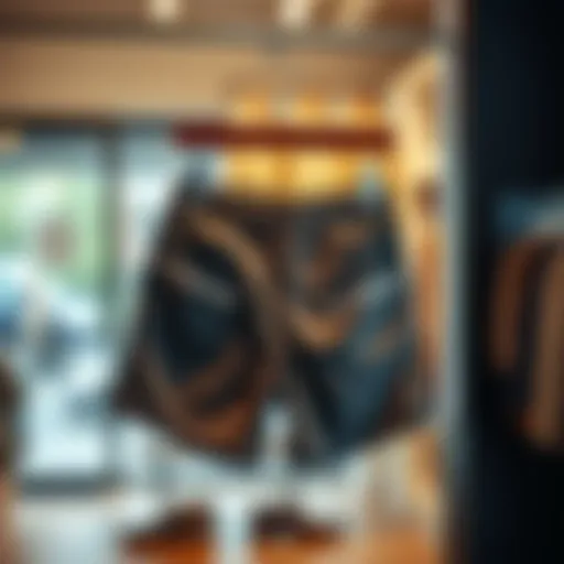 Stylish women's shorts with zipper pockets displayed on a hanger