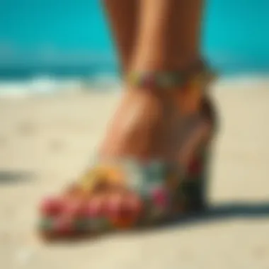 Elegant summer sandals with floral patterns