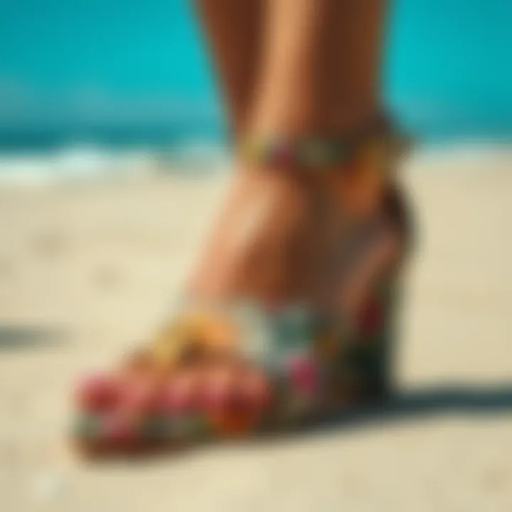 Elegant summer sandals with floral patterns