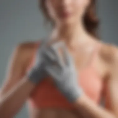 Practitioner demonstrating grip enhancement with yoga gloves